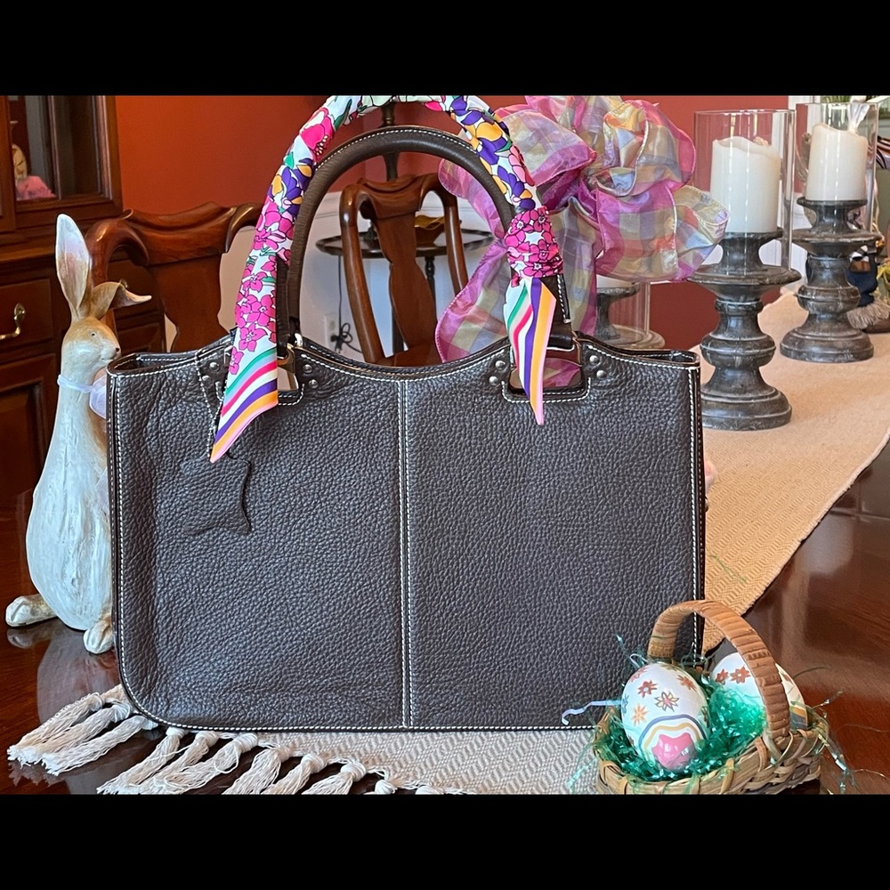 Chic Brown Leather Satchel - Picture 3 of 9